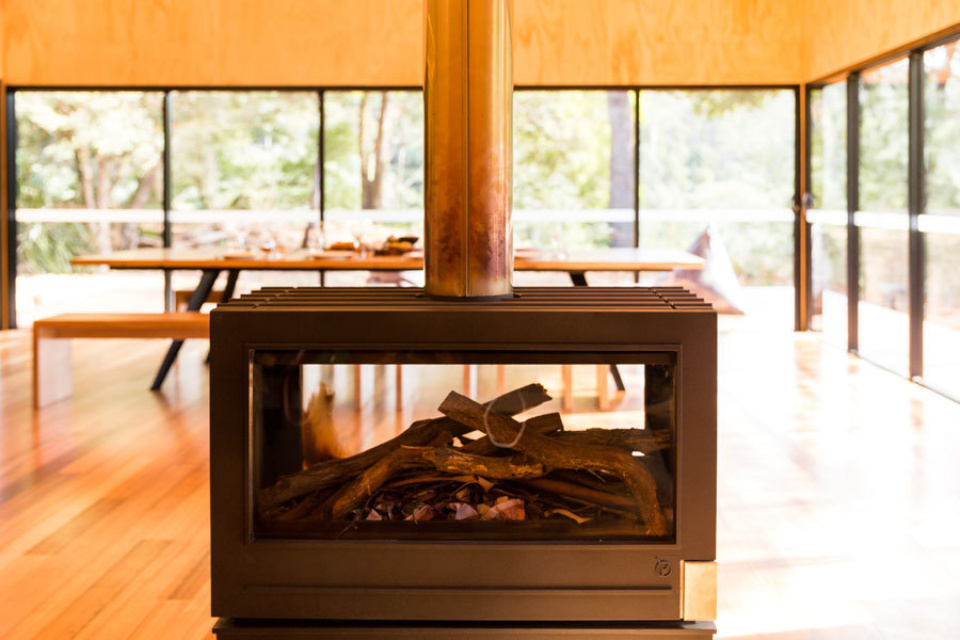 The stunning double sided fire place