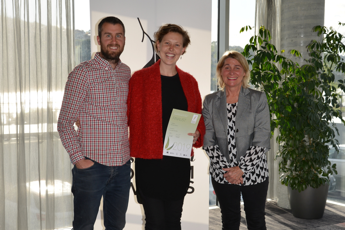 Steve and Tara Howell, Directors of Blue Derby Pods Ride receiving finalist certificate.