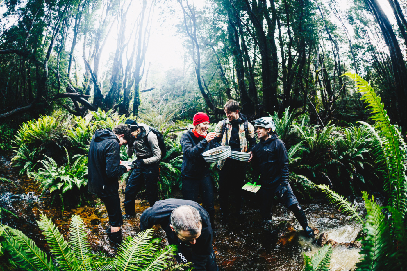The Pods team getting wet and excited finding our own gems.
